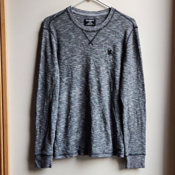 Express Gray Waffle Knit Jersey Size Medium - Picture 6 of 14